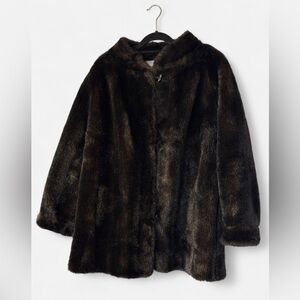 Vintage Dark Brown Faux Fur Coat